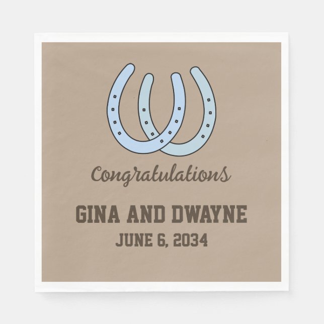 Western Horseshoe Wedding Napkins Personalisiert Serviette (Vorderseite)