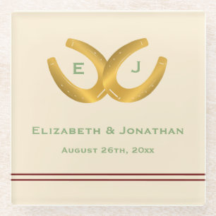 Western Horseshoes Hochzeit Glasuntersetzer