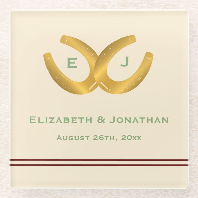 Western Horseshoes Hochzeit Glasuntersetzer (Vorderseite)