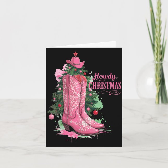 Western , Howdy Christmas And Tree, Nk Cowboy Boot Karte (Vorderseite)