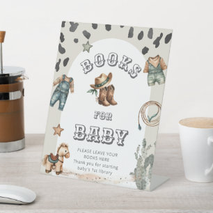 Western Howdy Cowboy Baby Shower Bücher für Baby Sockelschild