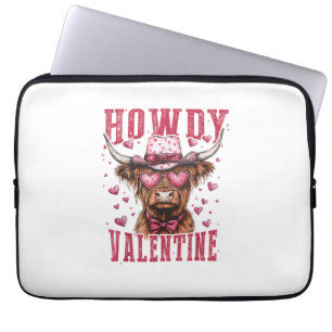 Western Howdy Highland Cow Valentinstag Highland Laptopschutzhülle