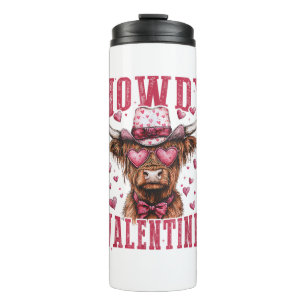 Western Howdy Highland Cow Valentinstag Highland Thermosbecher