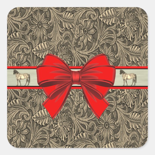 Western-Imitate - Blätterdruckbild Quadratischer Aufkleber (Vorderseite)