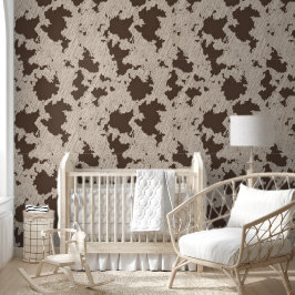 Western Imitate Kuh Print Brown und Creme Tapete