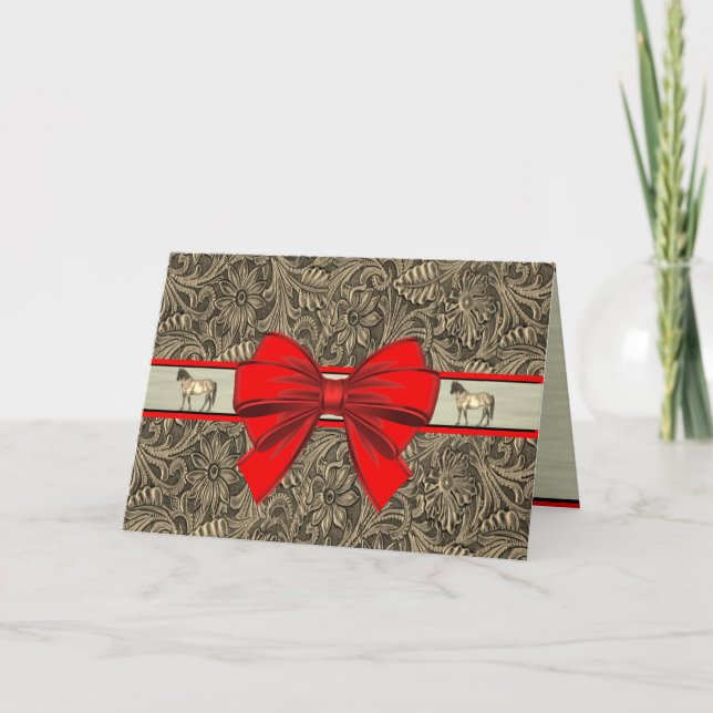 Western Imitats Toolkit Leder drucken Weihnachten Karte (Vorderseite)