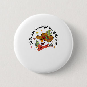 Western ist der schönste Time Cowboy Snowman Button