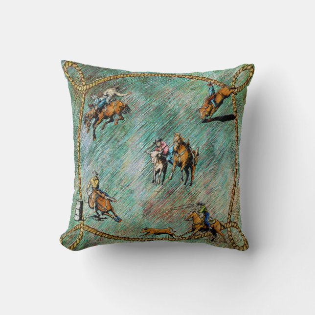 Western-Kissen-Rodeo-Ereignisse mit Seil-Grenze Kissen (Vorderseite)