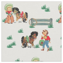 Western-kleine Cowgirls mit Pferdegewebe