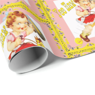 Western Kleines Cowgirl auf Stick Horse Yew Haw Geschenkpapier