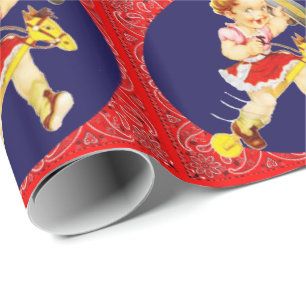 Western Kleines Cowgirl auf Stick Pferd Geschenkwr Geschenkpapier