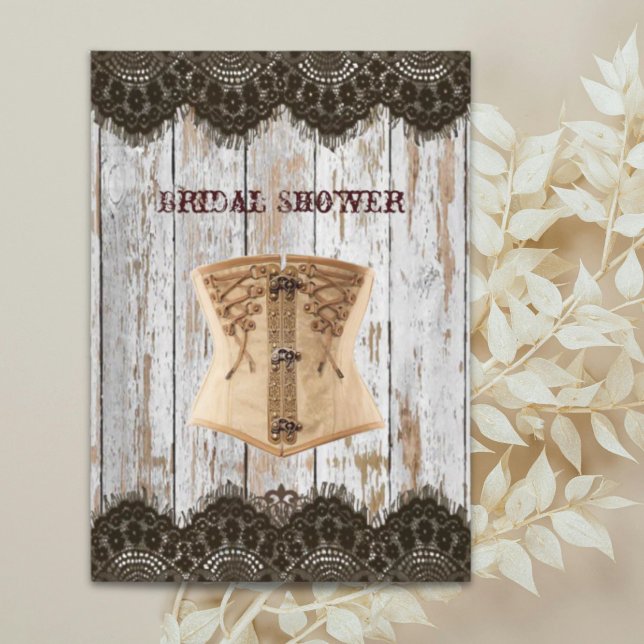 Western-Korsett-Brautparty Einladung (Western country corset steampunk bridal shower invitation)