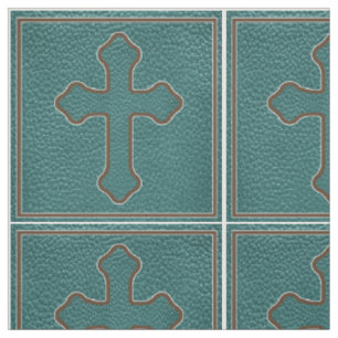 Western Kreuz Aquamarine und braune Imitate Lederg Stoff