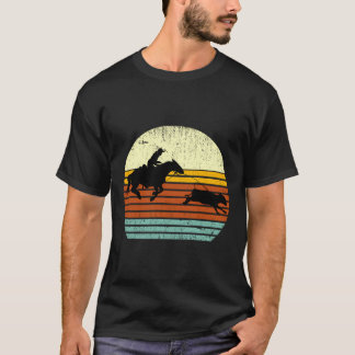 Western Kuh Pferd Kalb Roping Retro Sun Stil T-Shirt