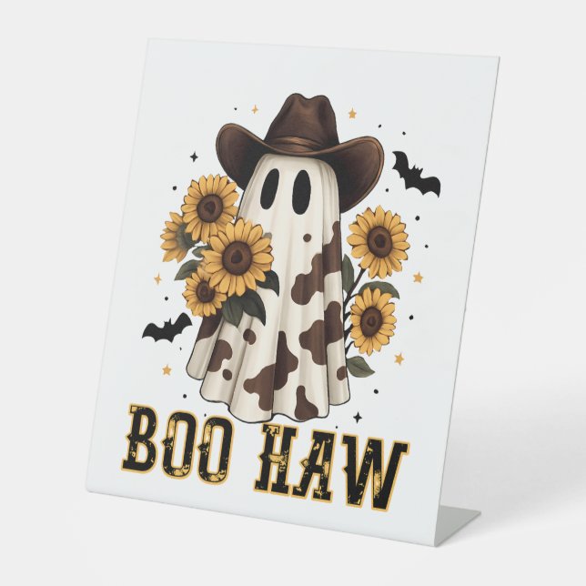 Western Kuh Spot Spooky Ghost Boo Haw Sockelschild (Vorderseite)