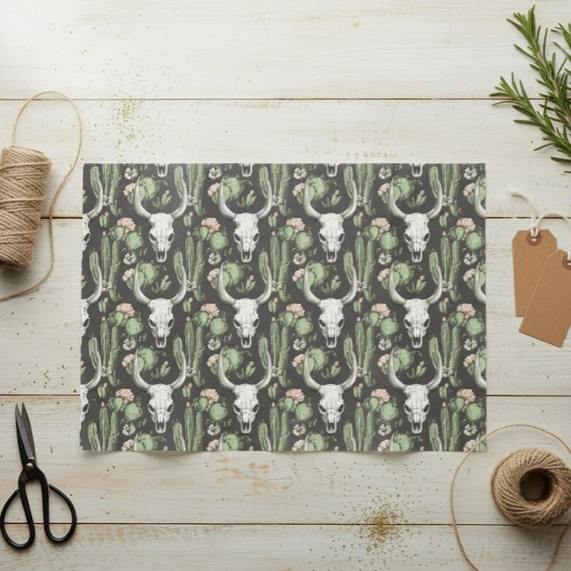 Western Kuhschädel und Kakteen Seidenpapier (Von Creator hochgeladen)