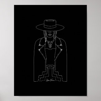 Western Lady Outlaw Black & White Wall Art Print Poster