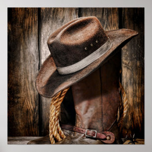 Western Land Braunholz Cowboystiefel Poster
