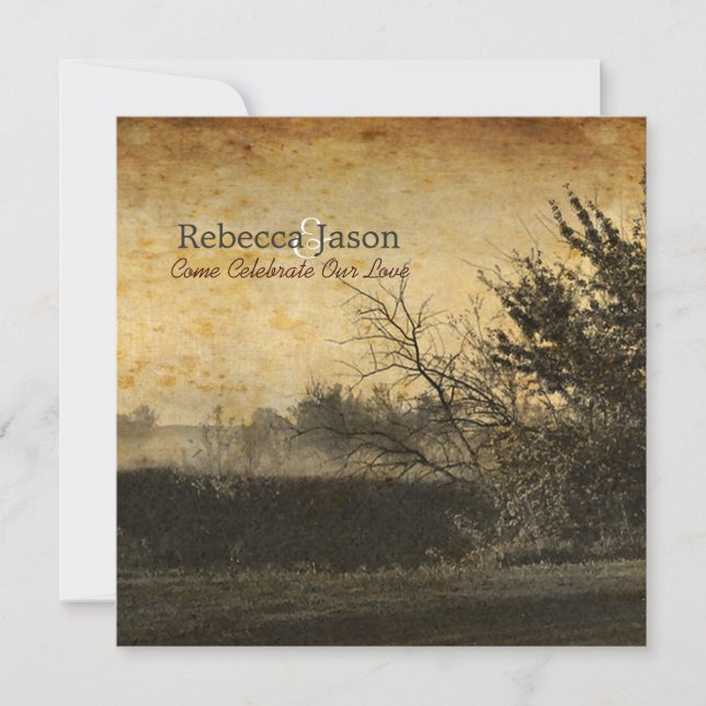 Western Land Herbstbäume rustikale Bauernhochzeit Einladung (Vorderseite)