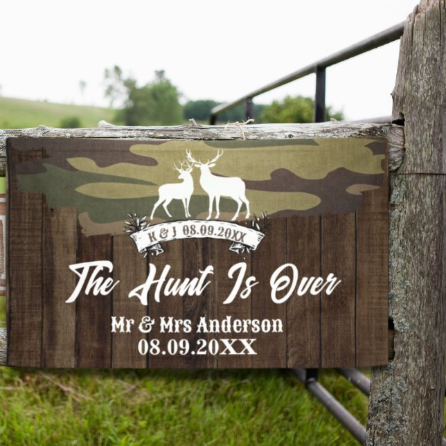 Western Land Hirsch die Jagd ist vorbei Hochzeit Banner (Western Country Deer The Hunt Is Over Wedding Banner)