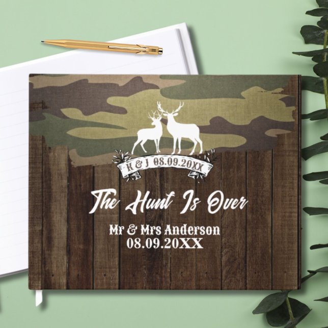 Western Land Hirsch die Jagd ist vorbei Hochzeit Gästebuch (Western Country Deer The Hunt Is Over Wedding Guest Book)