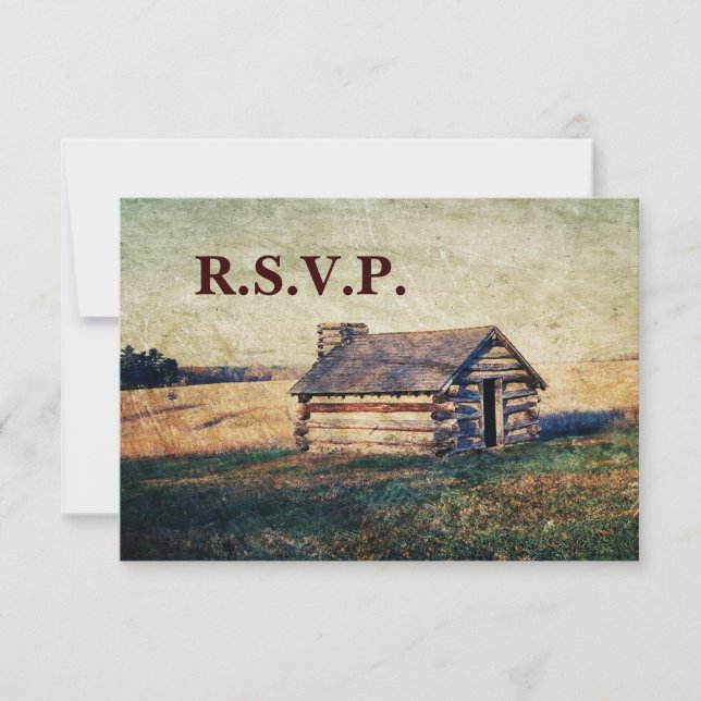 Western Land Kabine Hochzeit RSVP Reaktion (Vorderseite)
