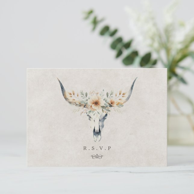 Western Land langgezogene Hochzeitsmahlzeiten UAWG RSVP Karte (Stehend Vorderseite)