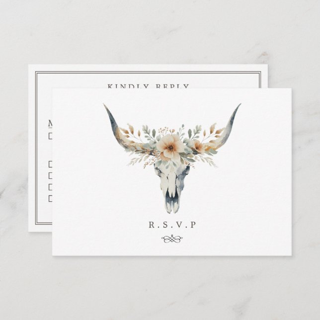 Western Land langgezogene Hochzeitsmahlzeiten UAWG RSVP Karte (Vorne/Hinten)