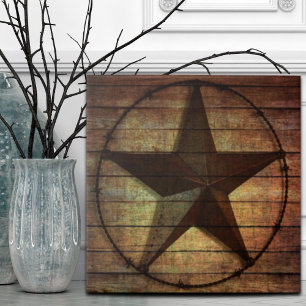 Western Land Primitive Stallholz Texas Star Fliese