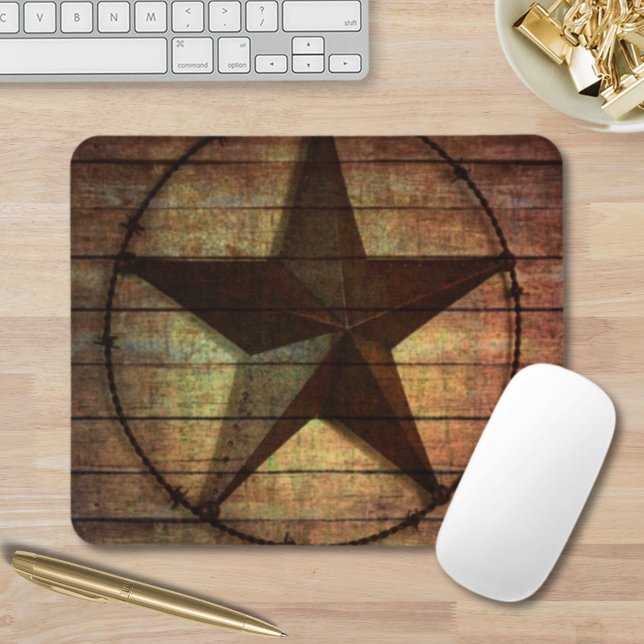 Western Land Primitive Stallholz Texas Star Mousepad (Western Country Primitive Barn Wood Texas Star Mouse Pad)