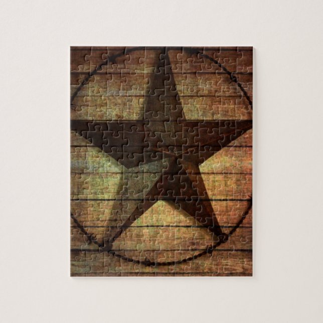 Western Land Primitive Stallholz Texas Star Puzzle (Vertikal)