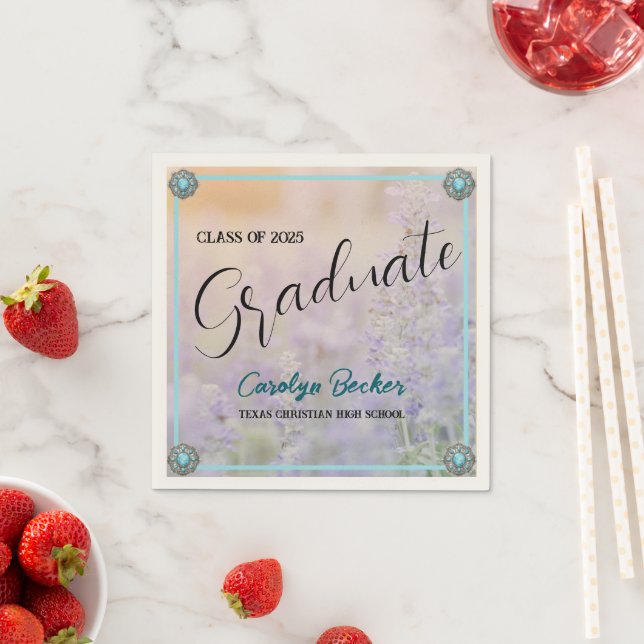 Western Lavender Fields Graduation Party Napkin Serviette (Beispiel)