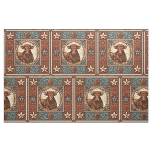 Western Leder Druckbraun Türkis mit Steg Stoff