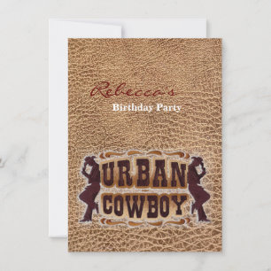 Western-Leder mit Werkzeugprägung Urban Cowboy Einladung