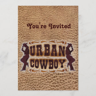 Western-Leder mit Werkzeugprägung Urban Cowboy Einladung