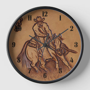 Western Lederpferd Riding Rodeo Cowboy Wanduhr