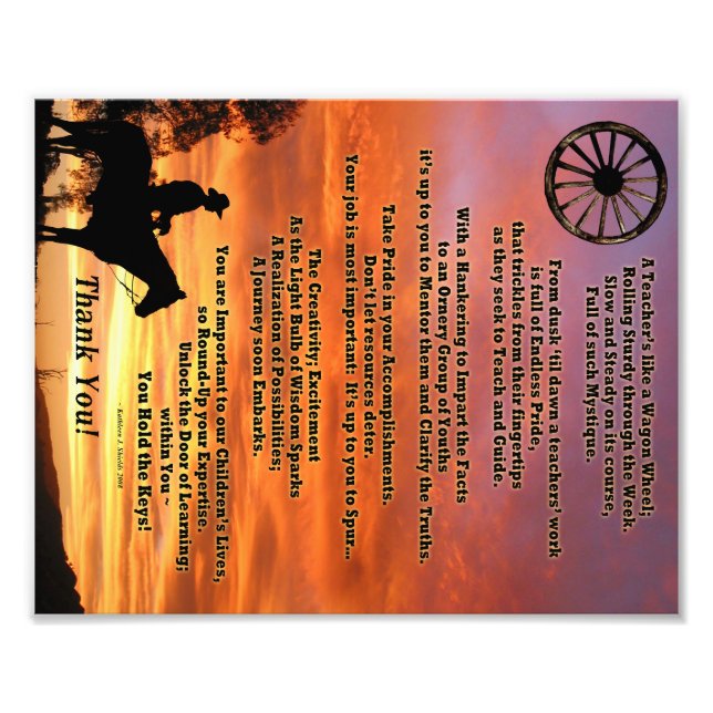 Western Lehrer Wertungsgedicht drucken Fotodruck (Vorne)