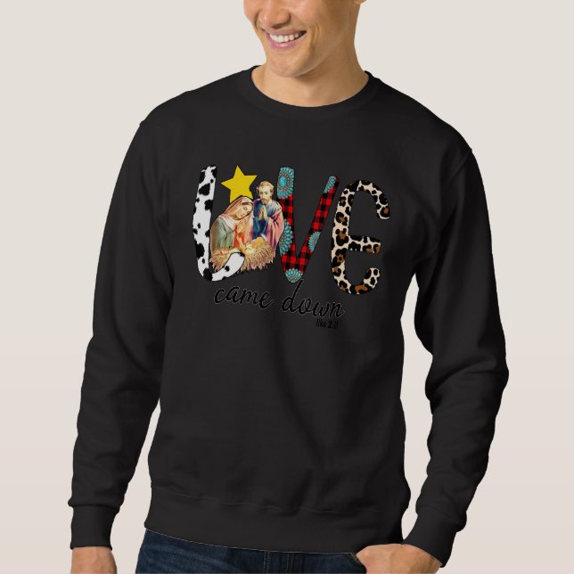 Western Leopard Büffel Karo Rot Rindsleder Liebe C Sweatshirt (Vorderseite)