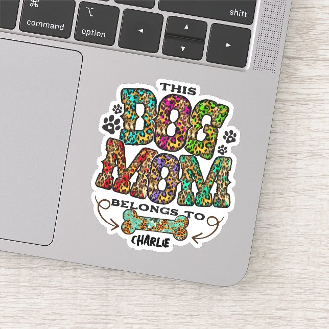 Western Leopard Pattern Dog Mama Knochen Aufkleber (Detail)
