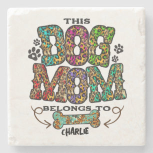 Western Leopard Pattern Dog Mama Knochen Steinuntersetzer