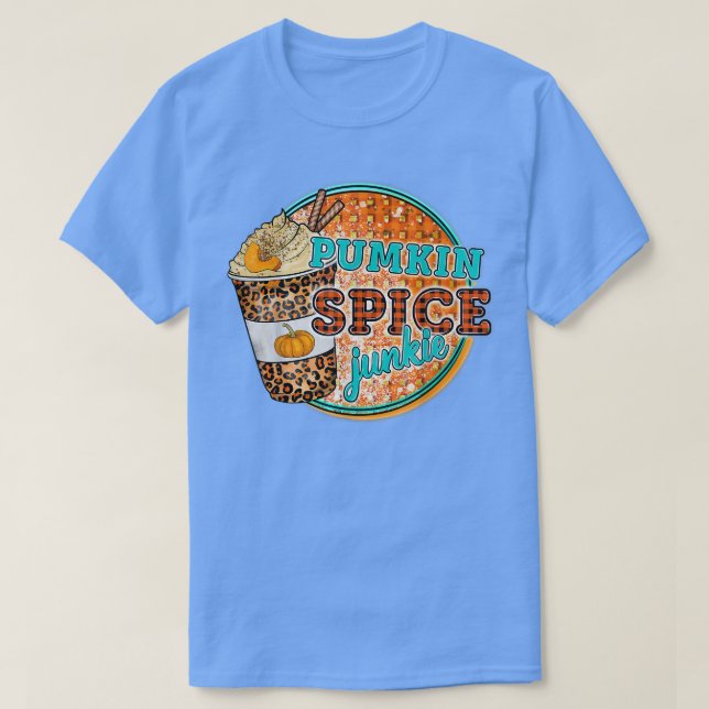 Western Leopard Pumpkin Spice Junkie Fall Vibes Th T-Shirt (Design vorne)