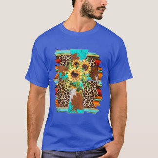 Western Leopard Serape Sonnenblume Christliches Kr T-Shirt