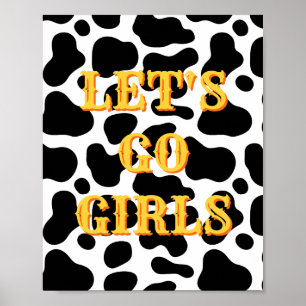 Western Let's Go Girls Poster, Girl Power Wandkuns Poster