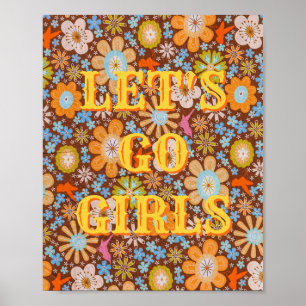 Western Let's Go Girls Poster, Girl Power Wandkuns Poster