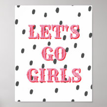 Western Let's Go Girls Poster, Girl Power Wandkuns