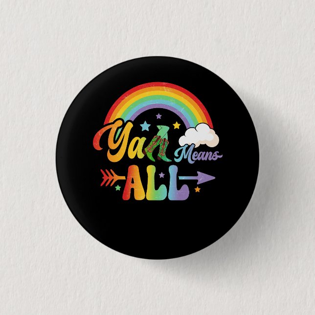 Western LGBTQ Y'all Rainbow Lesbian Gay Ally Pride Button (Vorderseite)