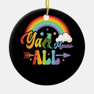 Western LGBTQ Y'all Rainbow Lesbian Gay Ally Pride Keramik Ornament