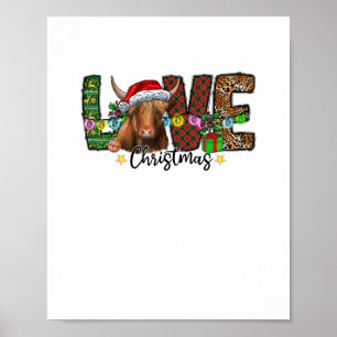 Western Liebe Weihnachten Schottische Kuh Highland Poster