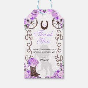 Western Lila Ranchero Quinceanera Gift Tags Geschenkanhänger