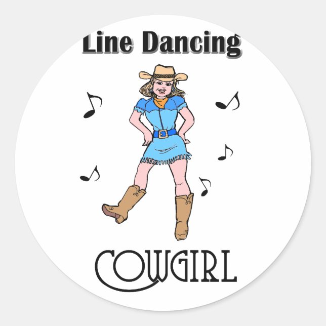 Western "Line Dancing Cowgirl" Runder Aufkleber (Vorderseite)